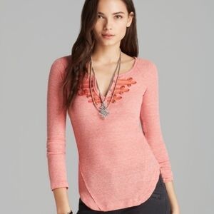 FREE People Red Battalion Thermal Henley XS @C5